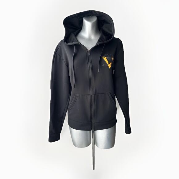Adidas Pittsburgh Penguins NHL Hoodie Jacket Small Black ClimaWarm Full Zip - Picture 3 of 11